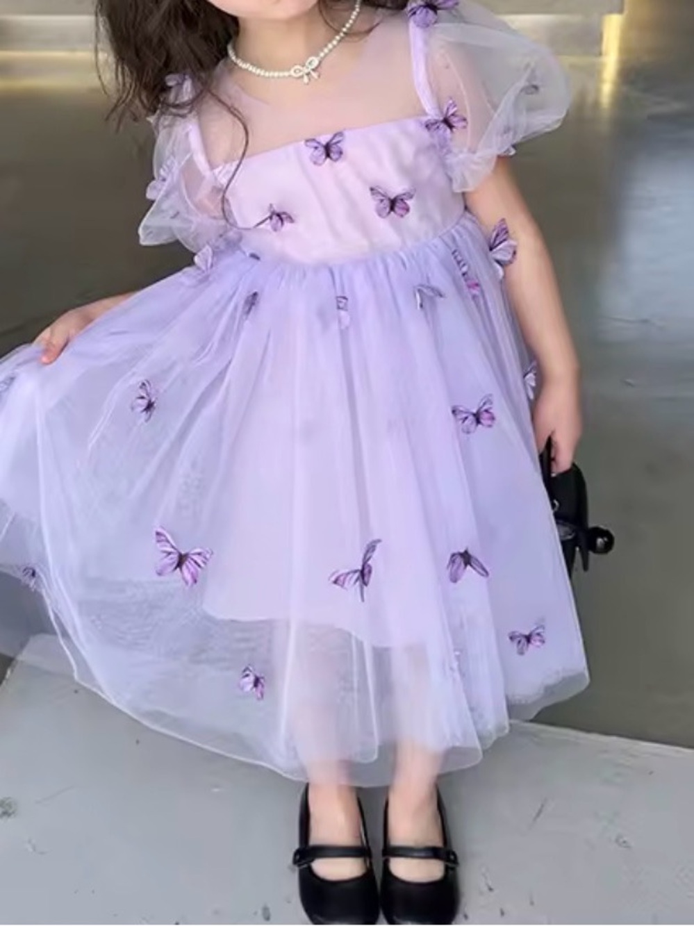 Girls Lavender Butterfly Tulle Dress